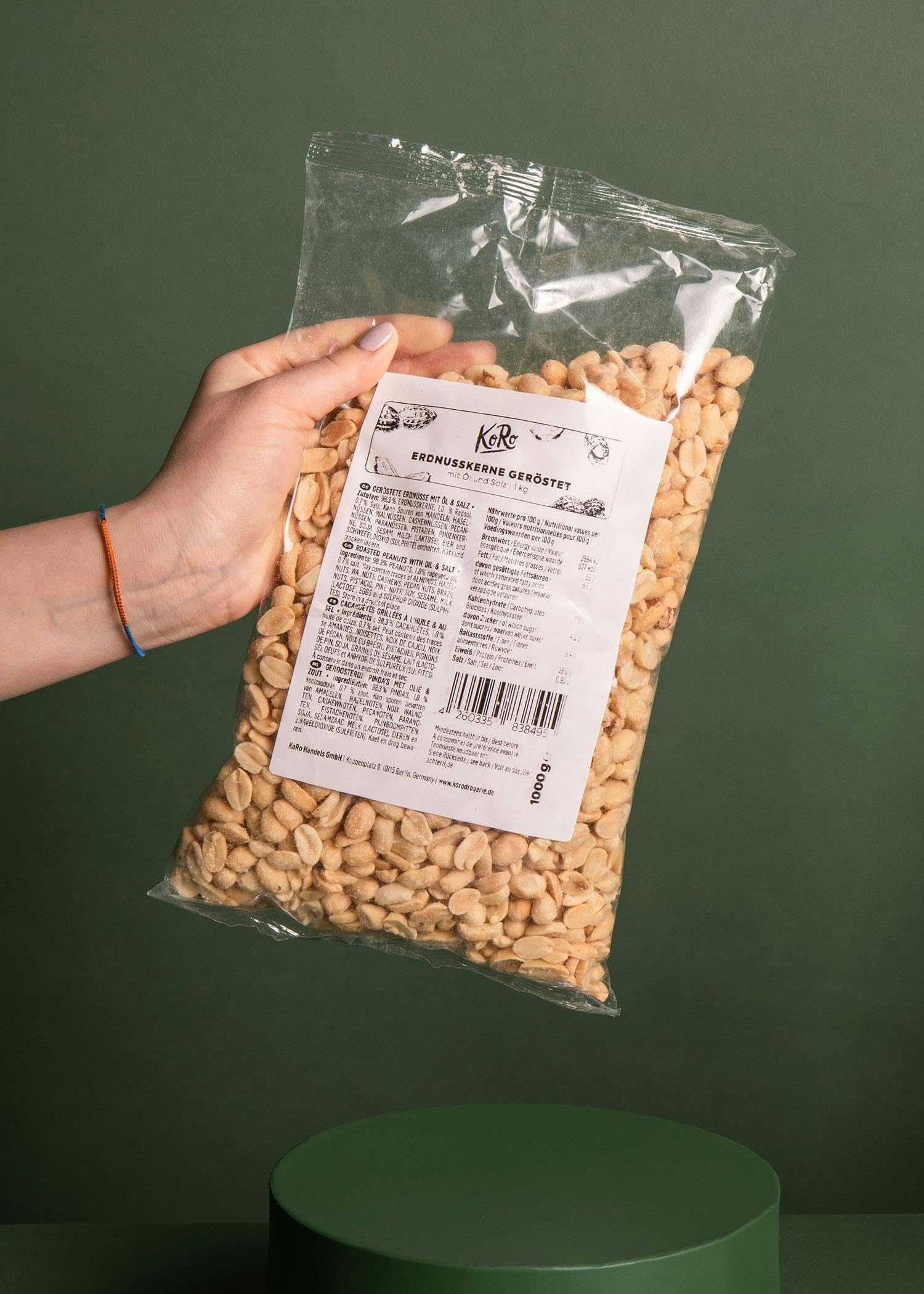 KoRo - Arachidi tostati e salati 1 kg - per aperitivi e snack - tostate e salate - maxi formato
