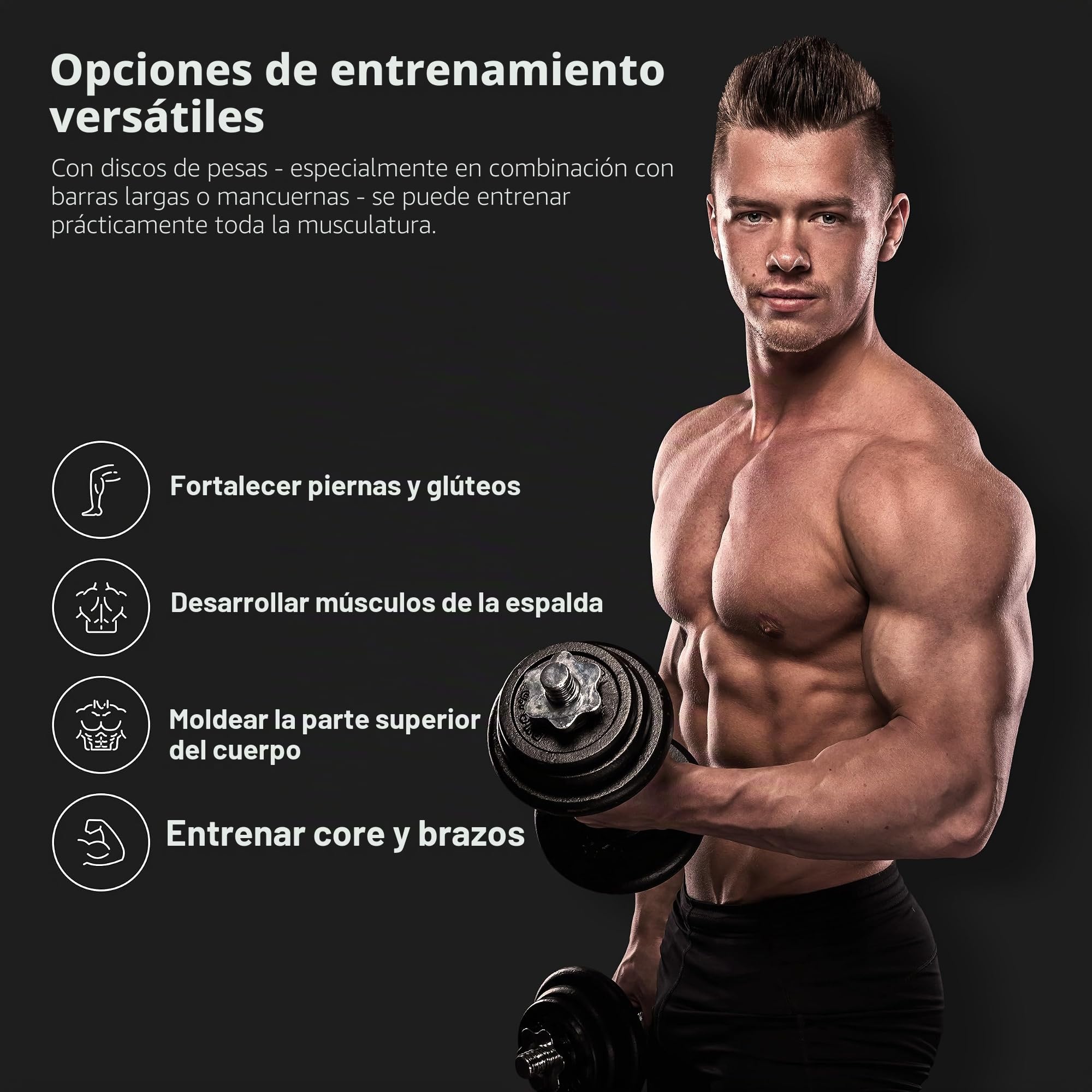Juego de 2 discos para mancuernas, agujero diámetro 51 mm Calidad de gimnasio, hierro fundido, revestimiento de goma, 5-20 kg, Pesas