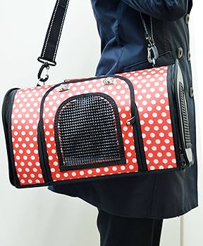 Amazon.co.jp: ペットキャリーバッグ 水玉柄赤 Mサイズ