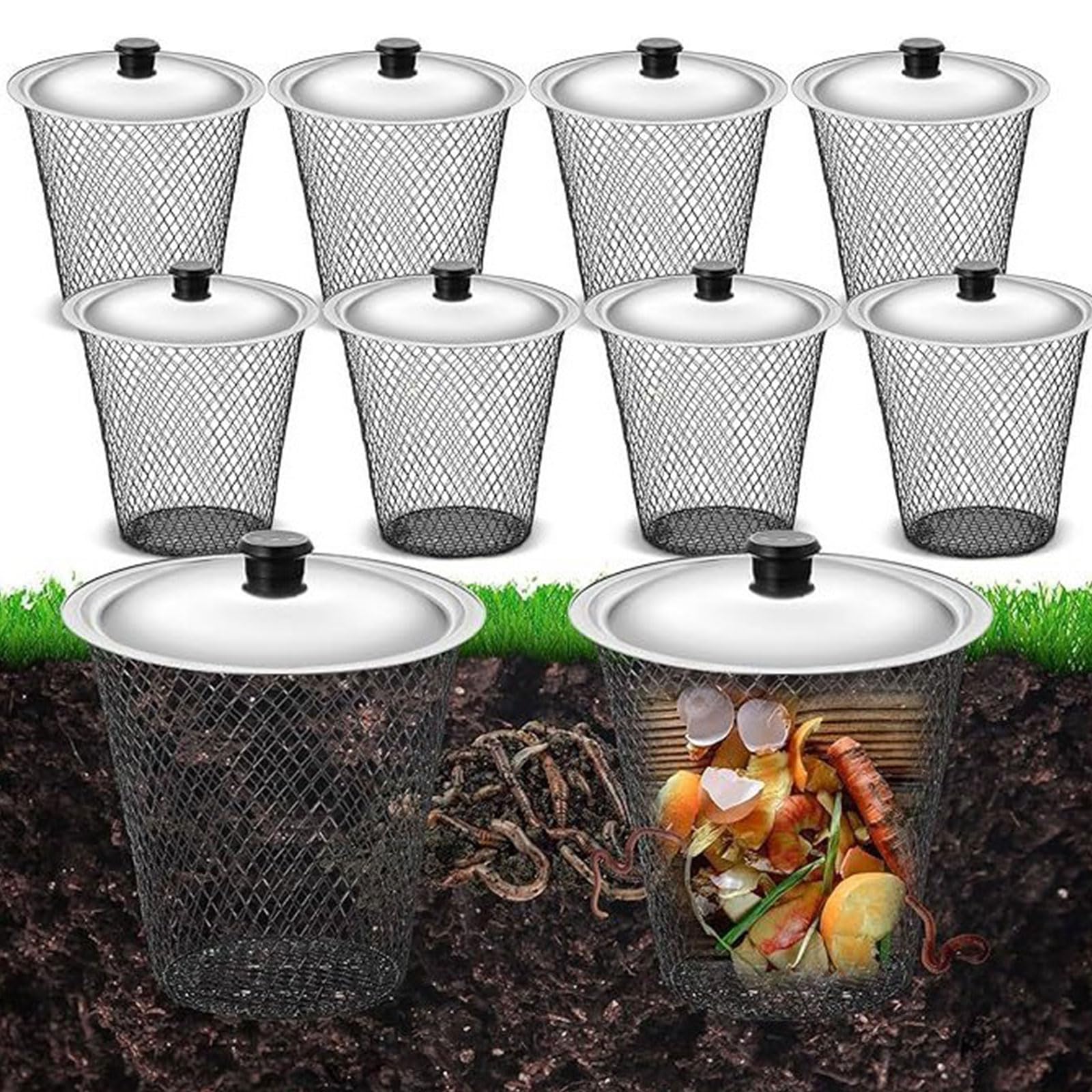 2 Cajas de compostaje de lombrices enterradas de Resistencia | Compostaje natural y mejora de la tierra elevada, producción de nutrientes orgánicos para crecimiento de plantas