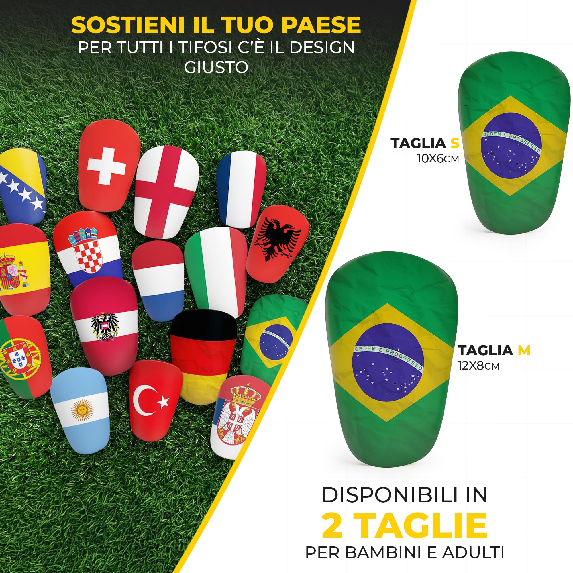 JDP Mini Parastinchi, parastinchi extra piccoli calcio uomini, gambali antiscivolo bambini calcio, shin guards Edizione Mondiali