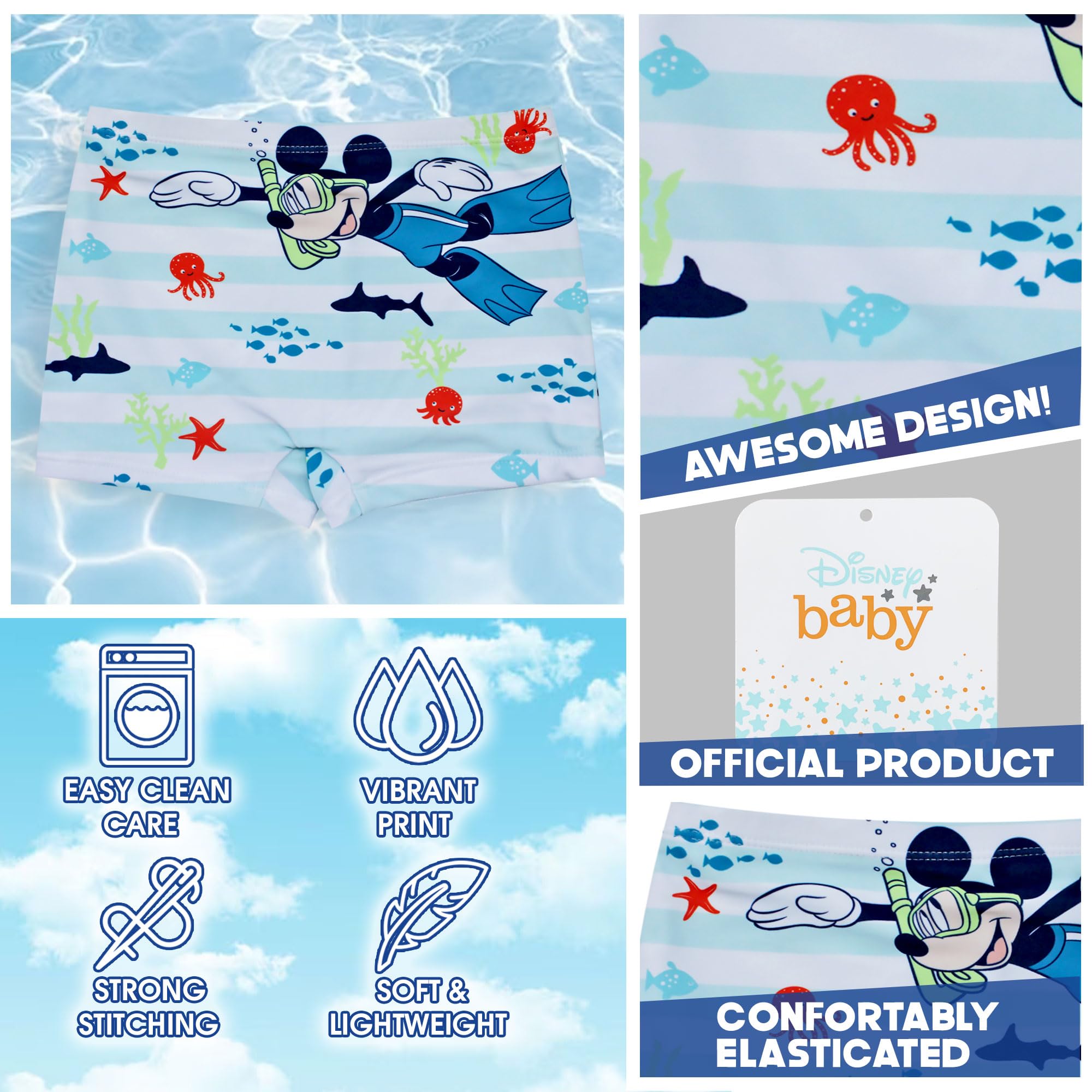 Disney Mickey Mouse, Boxer Maillot De Bain Bébé Garçon (Bleu Clair,3 Ans)