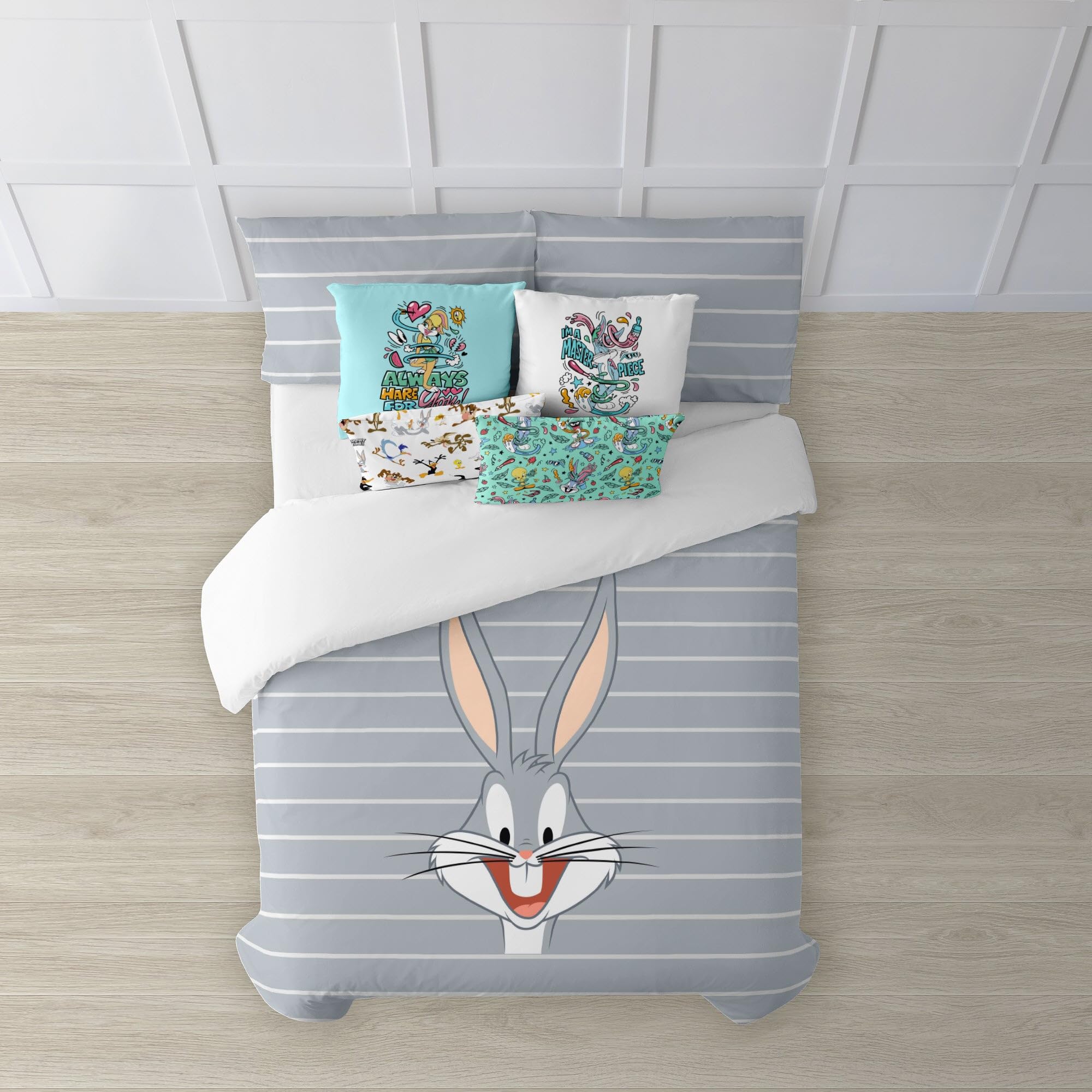 Belum Looney Tunes Bettbezug Aus 100% Baumwolle – Schwarz-weißes Design, Mit Knöpfen, Für 180x240 Cm Bett