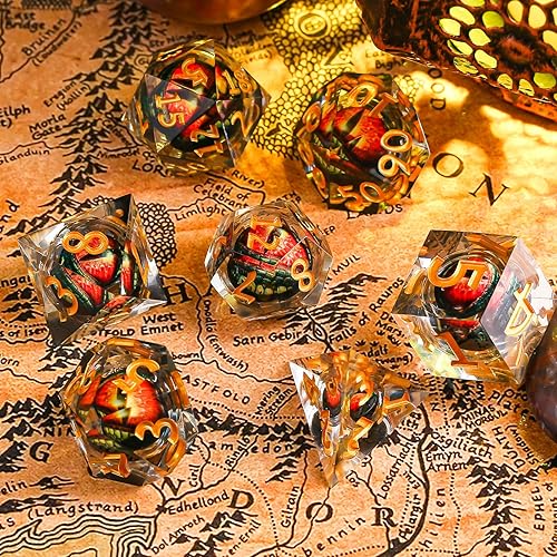 Miniatura 5 de Juego de dados poliédricos D&D, juego de dados de globo ocular DND, juego de dados de mazmorras y dragones para juegos de mesa de rol