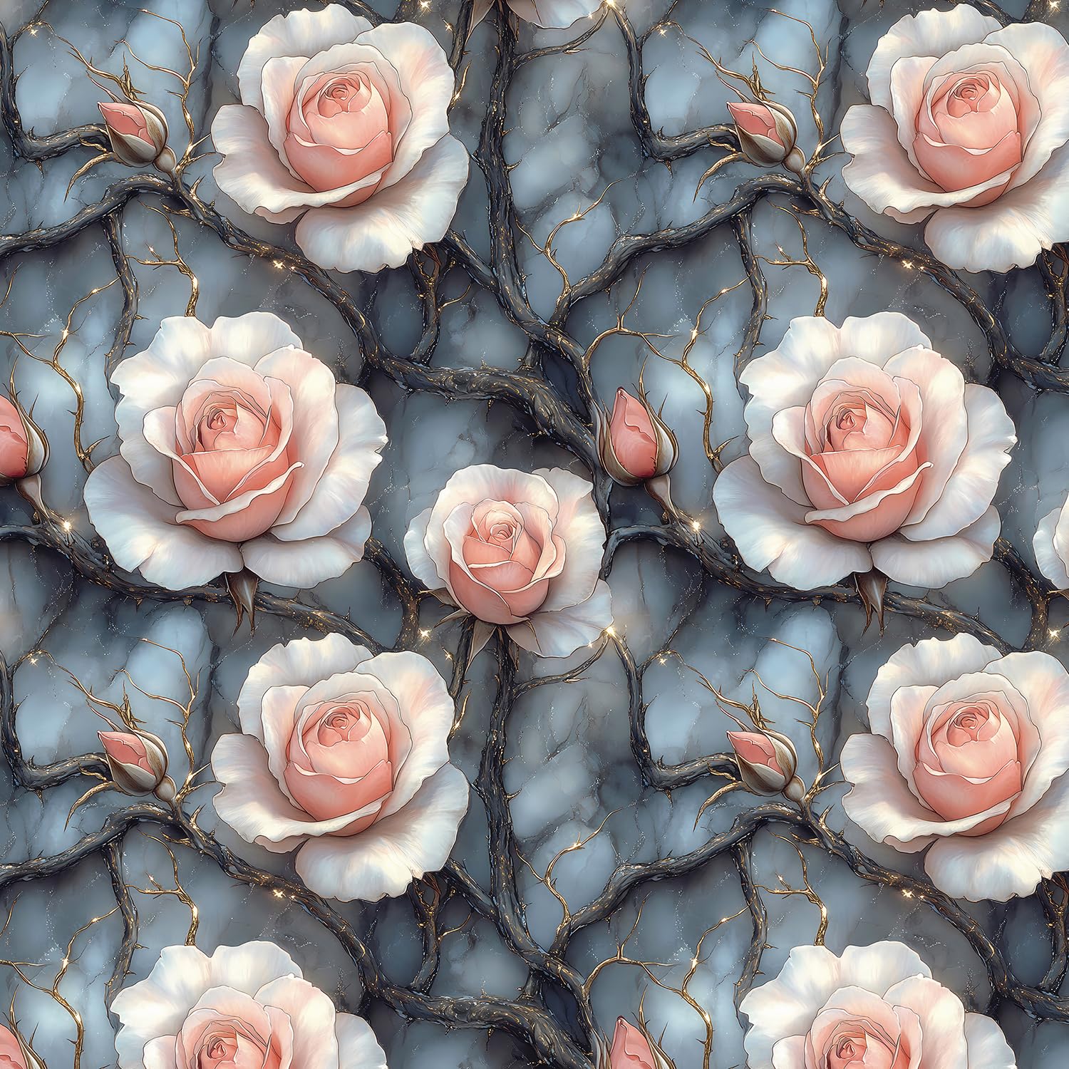 Papier peint autocollant amovible et imperméable motif roses rose doré gris YENHOME