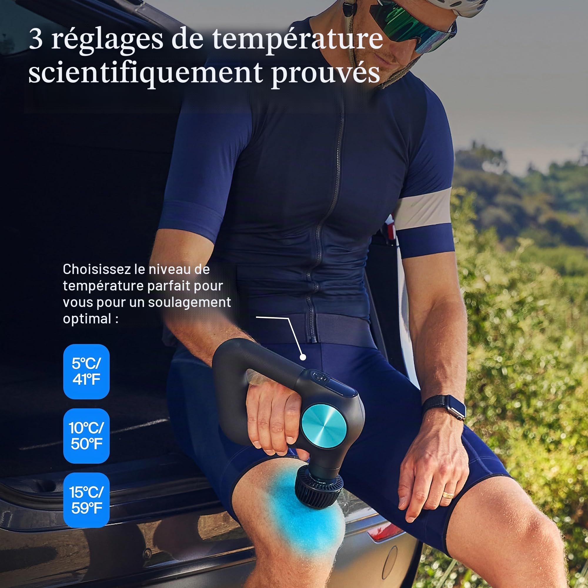 TheraGun Accessoire de thérapie par le froid pour pistolet de massage par percussion des tissus profonds PRO Plus – Dispose de 3 niveaux de température pour la thérapie par le froid