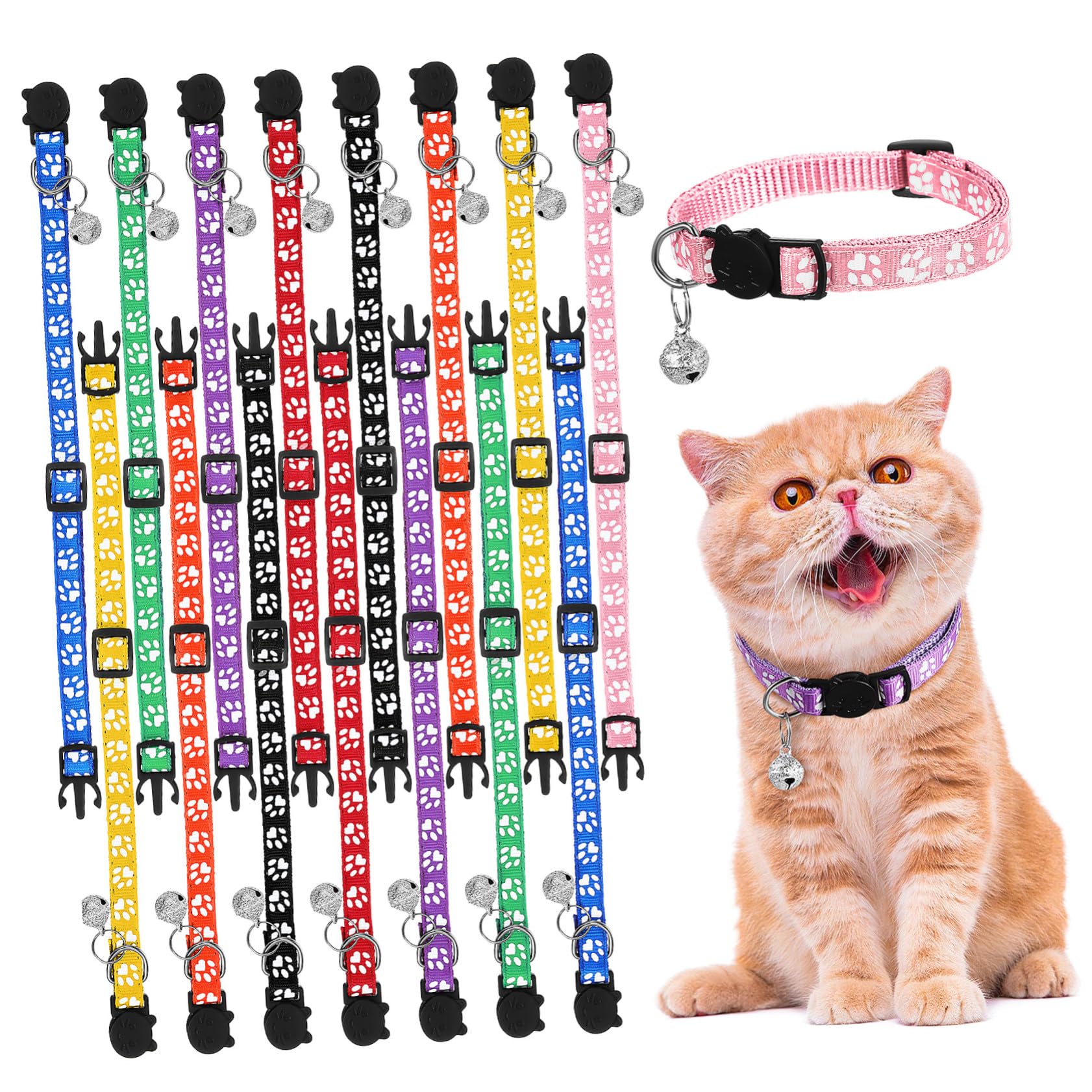 Collares para gatos ajustables resistentes para gatitos pequeños y felinos adultos de casa