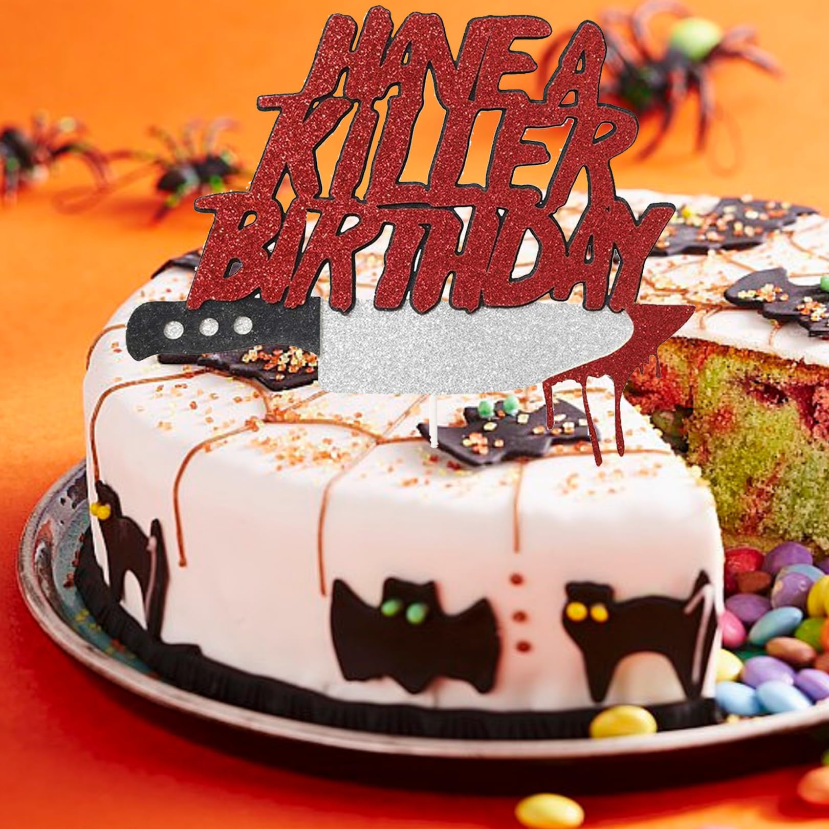 Have A Killer Birthday Cake Topper - Halloween Themed Decor For Horror Movie Parties With Zombie Vampire Glitter Design