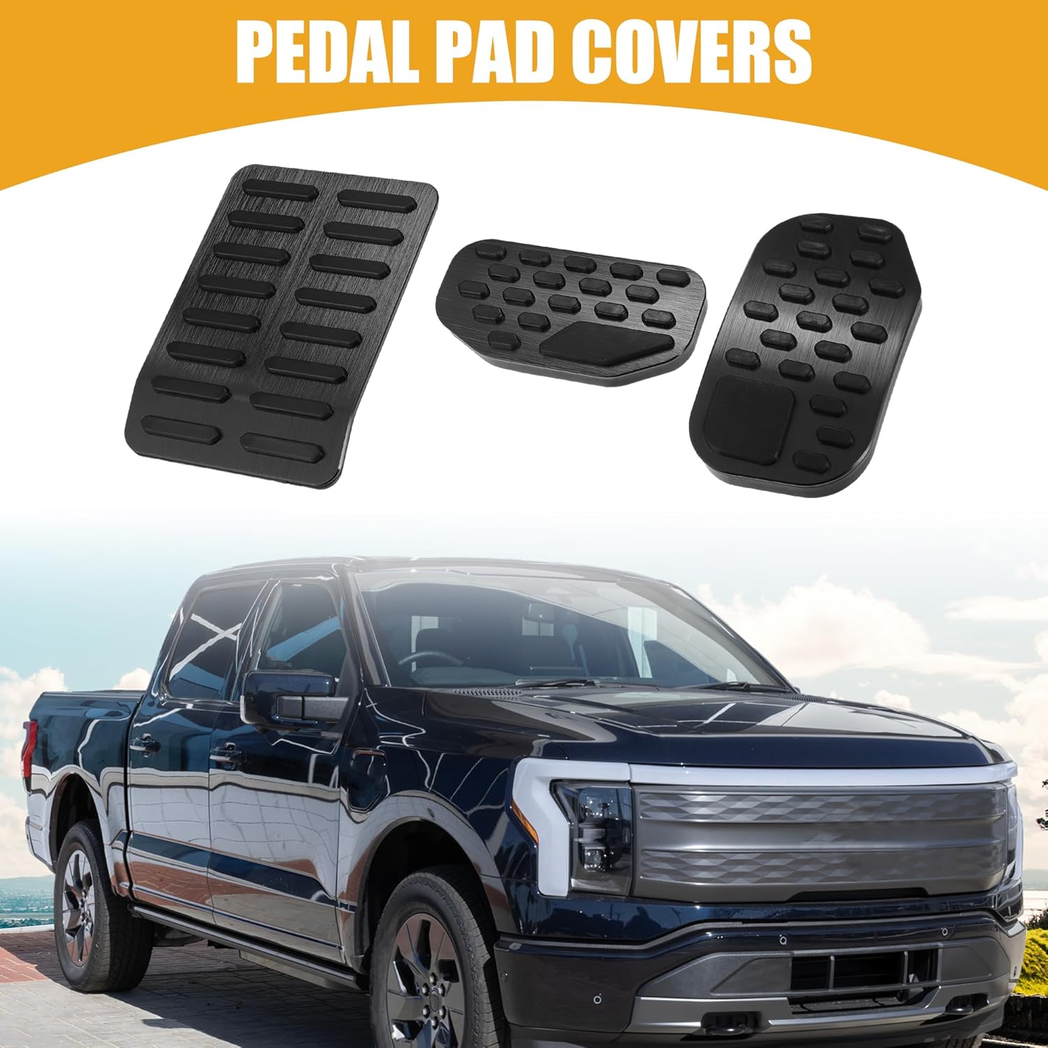 Pedal Pads - Auto Brake and Gas Accelerator Pedal Pads Rest Pedal Cover - for Ford F-150 2021-2023 Metal Plastic Black Red - 1 Set