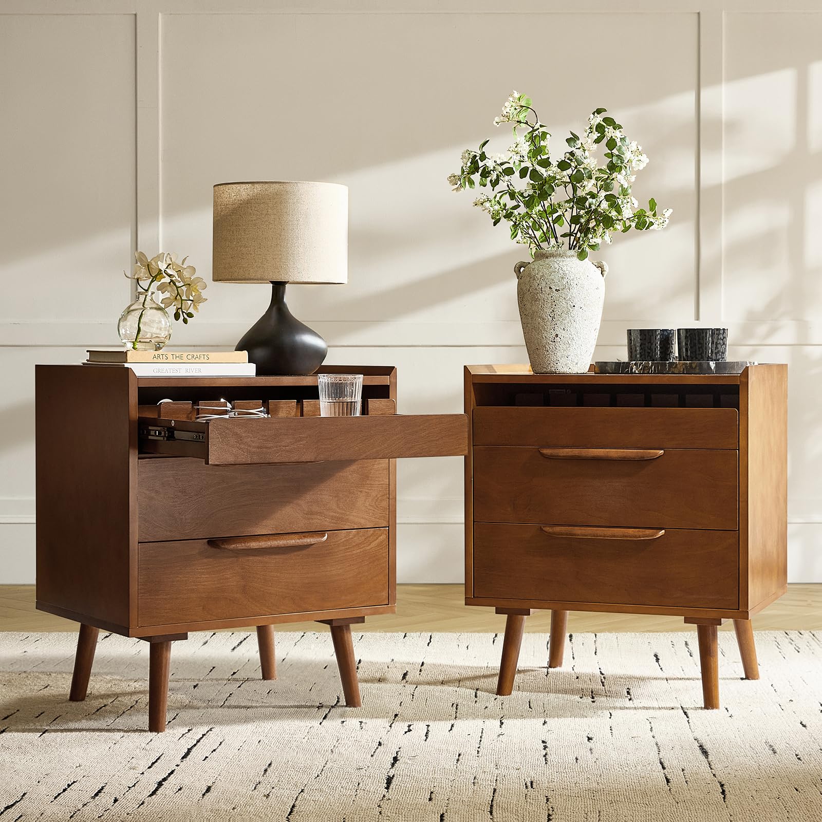 Amazon.com: HULALA HOME 2-Drawer End Table with Charge Station