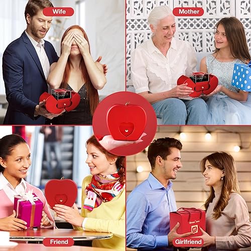 Miniatura 6 de Caja de rosa preservada con collar "I Love You" en 100 idiomas, regalos para ella, mamá, esposa, mujer, hermana, abuela, novia (rojo)