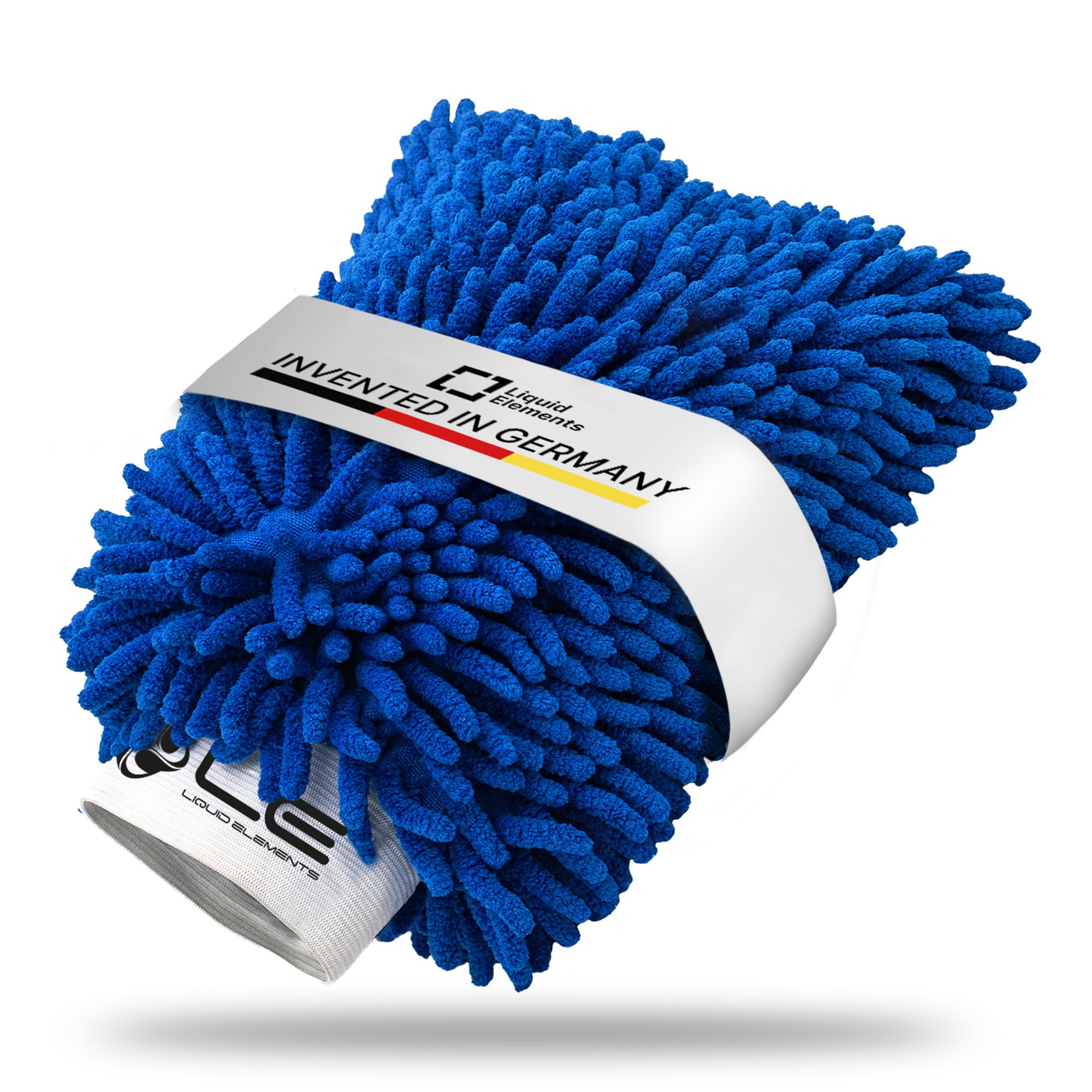 Liquid Elements - Waschhandschuh Chubby 2.0 aus ultraweicher Chenille-Faser mit Stretcharmband - Waschhandschuh Auto & Motorrad für schonende & kratzfreie Lackpflege - Gegen hartnäckigen Schmutz