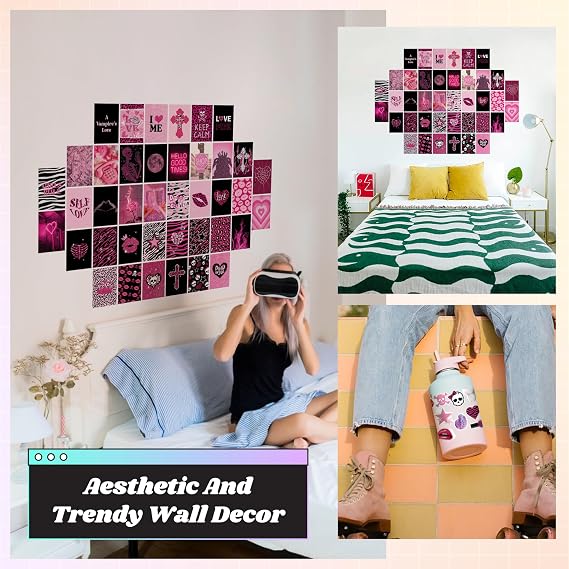 97 Decor Y2K Room Decor Aesthetic, 40 Pcs 4x6 Pink Collage Posters
