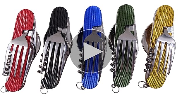 Set Posate Da Campeggio 6 In 1 - Acciaio Inox, Pieghevole E Completo! - Foto 3