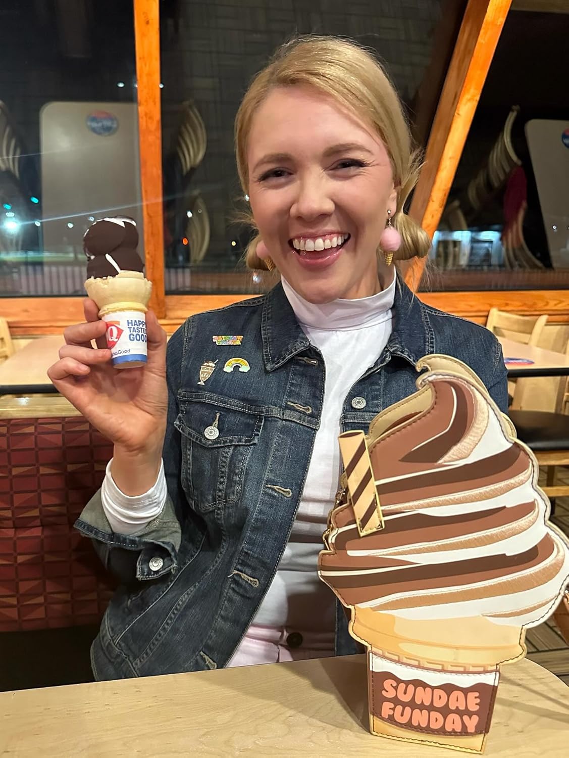 Bewaltz PU Leather with Adjustable Strap Snack and Desserts Themed Handbag