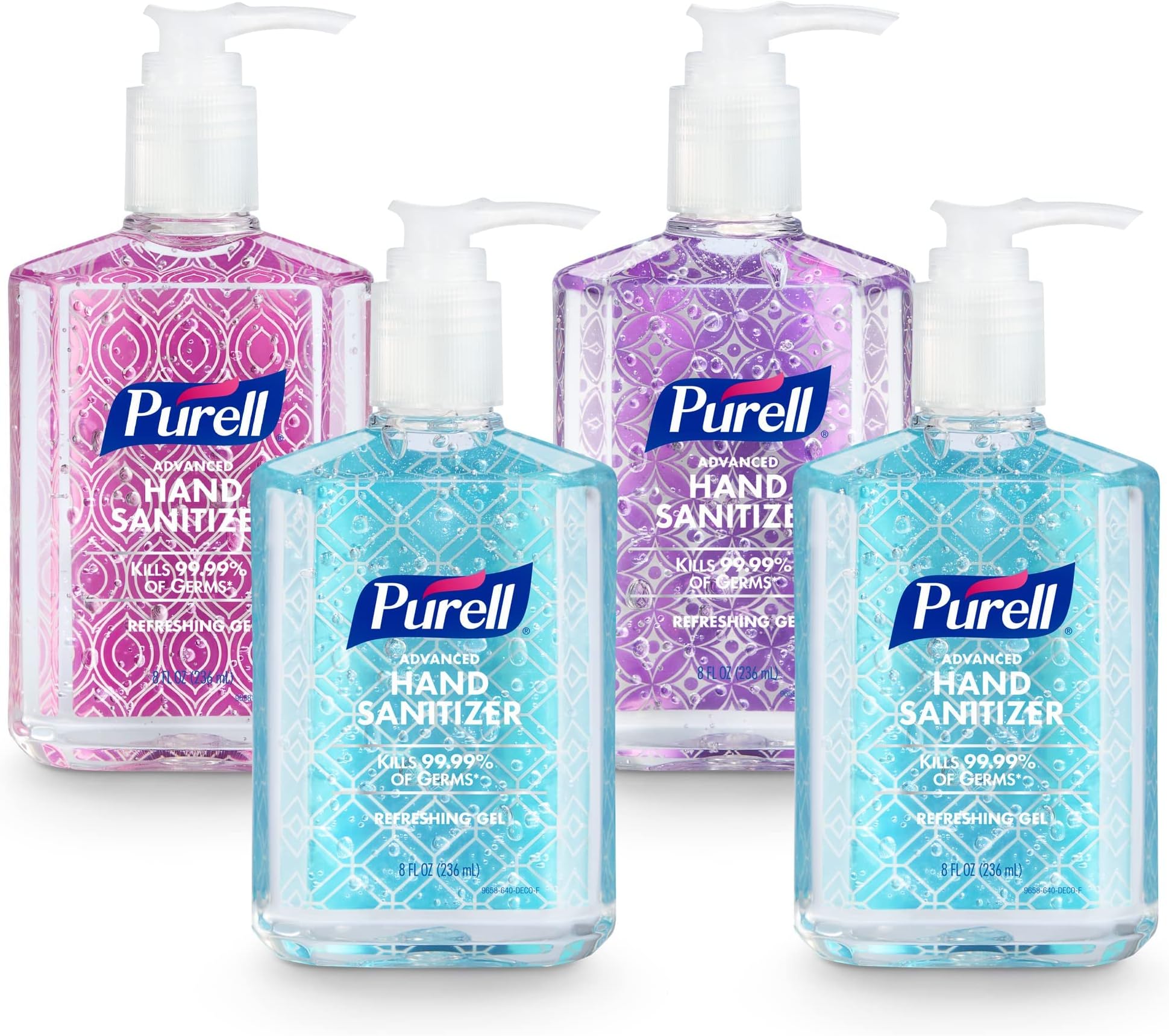 Purell Advanced Hand Sanitizer Refreshing Gel Design Series, Clean Scent, 8 Fl Oz Pump Bottle (Pack of 4) - 9652-06-ECDECO