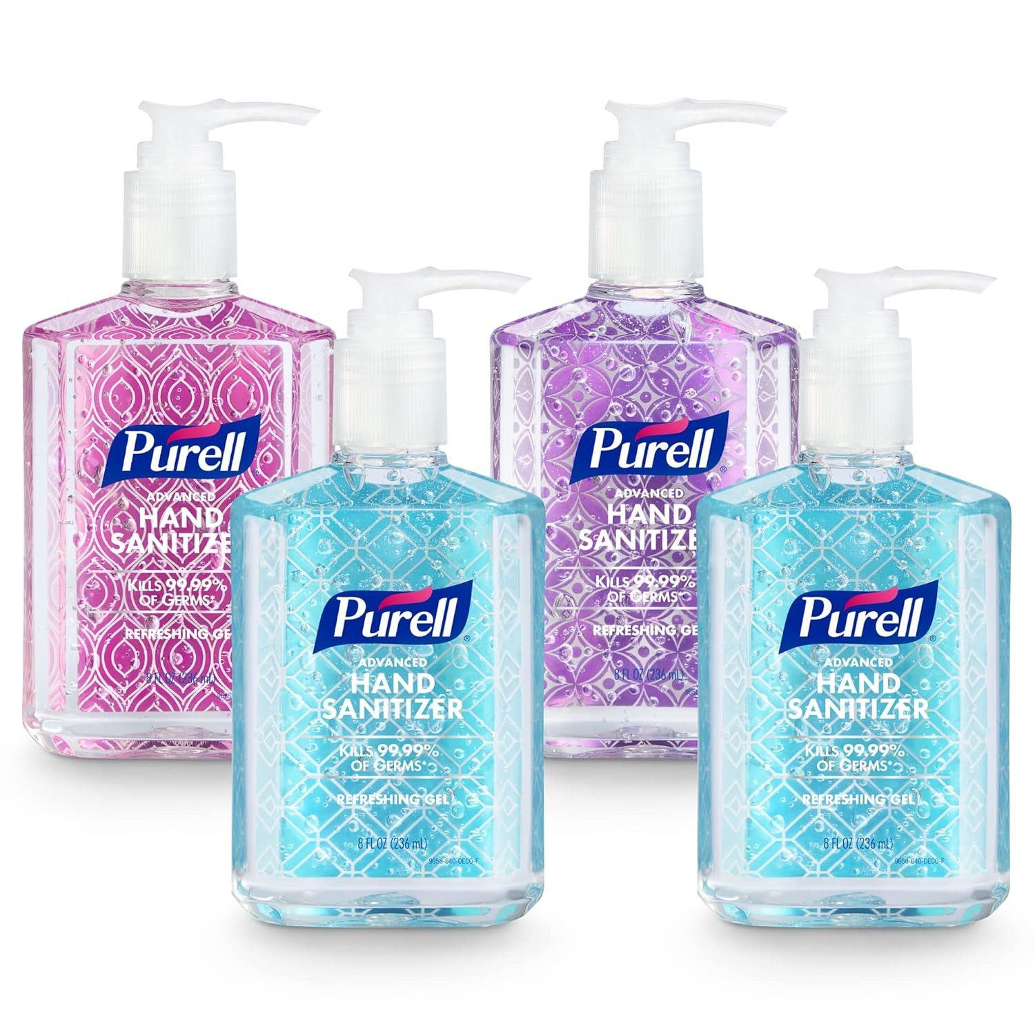 PURELL Advanced Hand Sanitizer Refreshing Gel, Clean Scent, 8oz Pump Bottles Pack of 4 - Kills 99.99% Germs, Moisturizes Skin