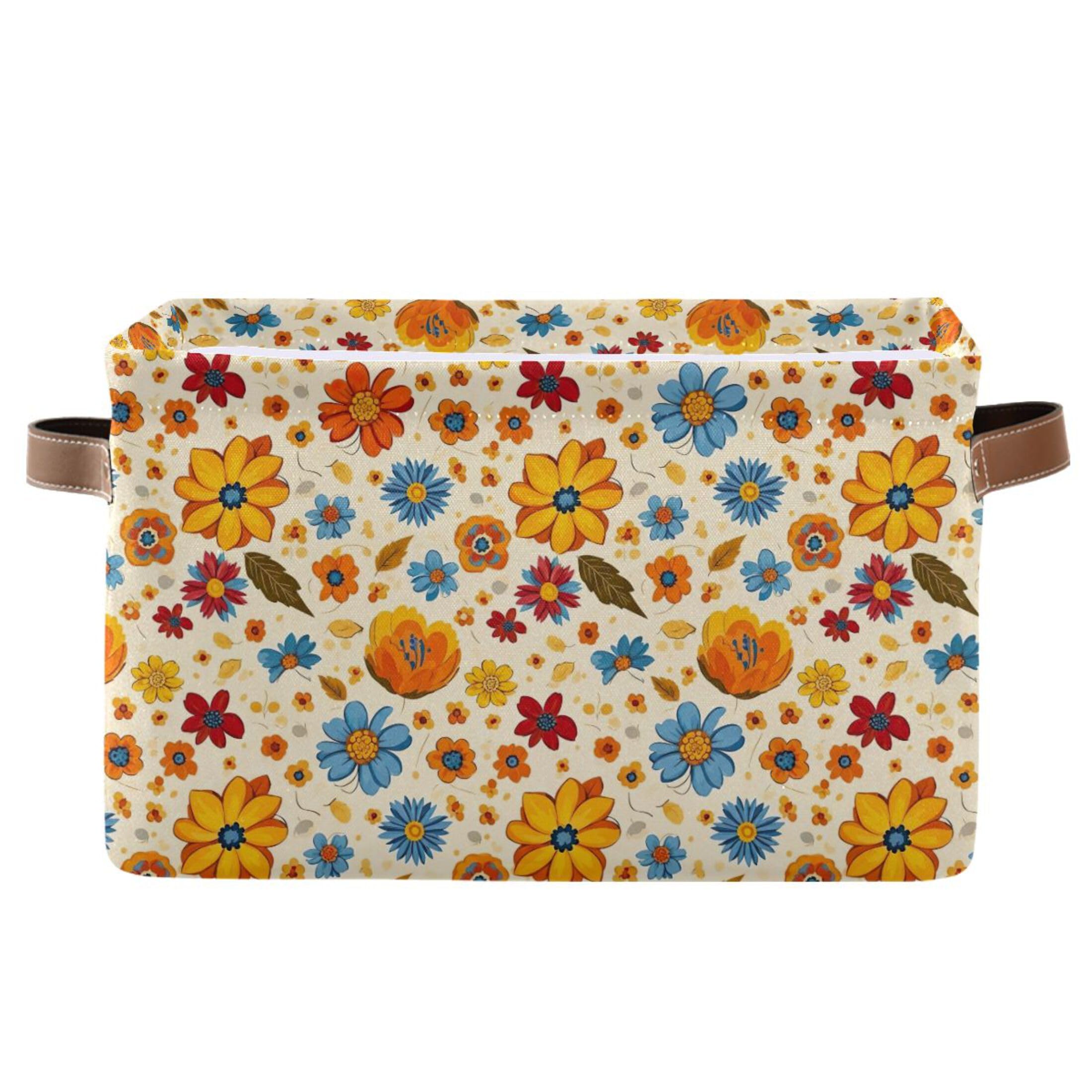 Bacs de rangement pour étagère placard et maison avec motif fleurs colorées