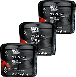 Citrus Magic On The Go Odor Absorbing Solid Air Freshener, Luxurious New Car, 8-Ounce, Pack of 3