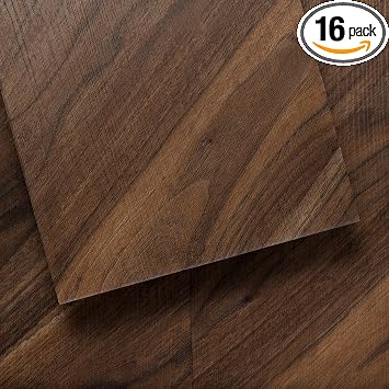 Lucida Surfaces Luxury Vinyl Flooring Tiles | Glue-Down Adhesive Flooring for DIY Installation | 16 Wood-Look Planks | GlueCore+ | 39 Sq. Feet Box of 16 Tiles, Angled Walnut