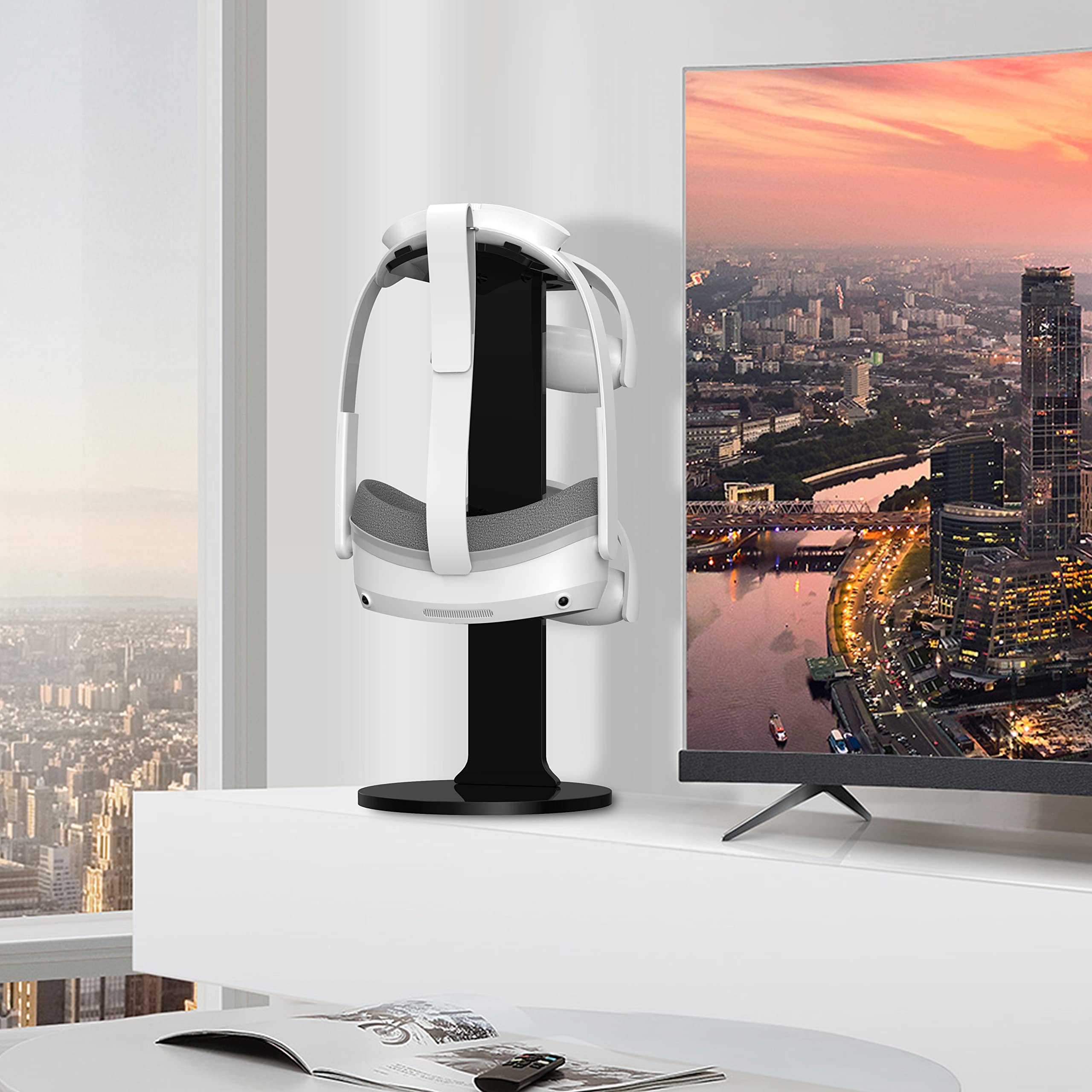VR Stander para Meta Quest Pro/Pico 4 / Oculus Quest 2 vasos de almacenamiento de pared soporte de pared auriculares VR Gamepad Controller Travel(negro) V02