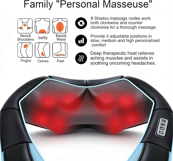 Mo Cuishle Women Men Gifts, Shiatsu Back Shoulder & Neck Massager with Heat