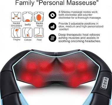 Mo Cuishle Women Men Gifts, Shiatsu Back Shoulder & Neck Massager with Heat
