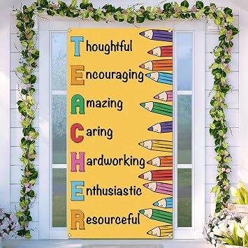 Teacher Appreciation Week Door Cover Thank You Teachers Party School Classroom Front Door Banner Photography Decoration