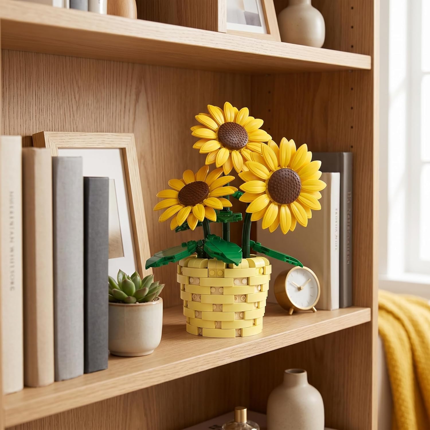 Xbert Dwarf Sunflower Building Set, Botanical Collection for Adults, Plants and Flowers Blocks Wtih Pot, Artificial Sunflower Decor for Home Kitchen Office, Birthday Gifts for Women