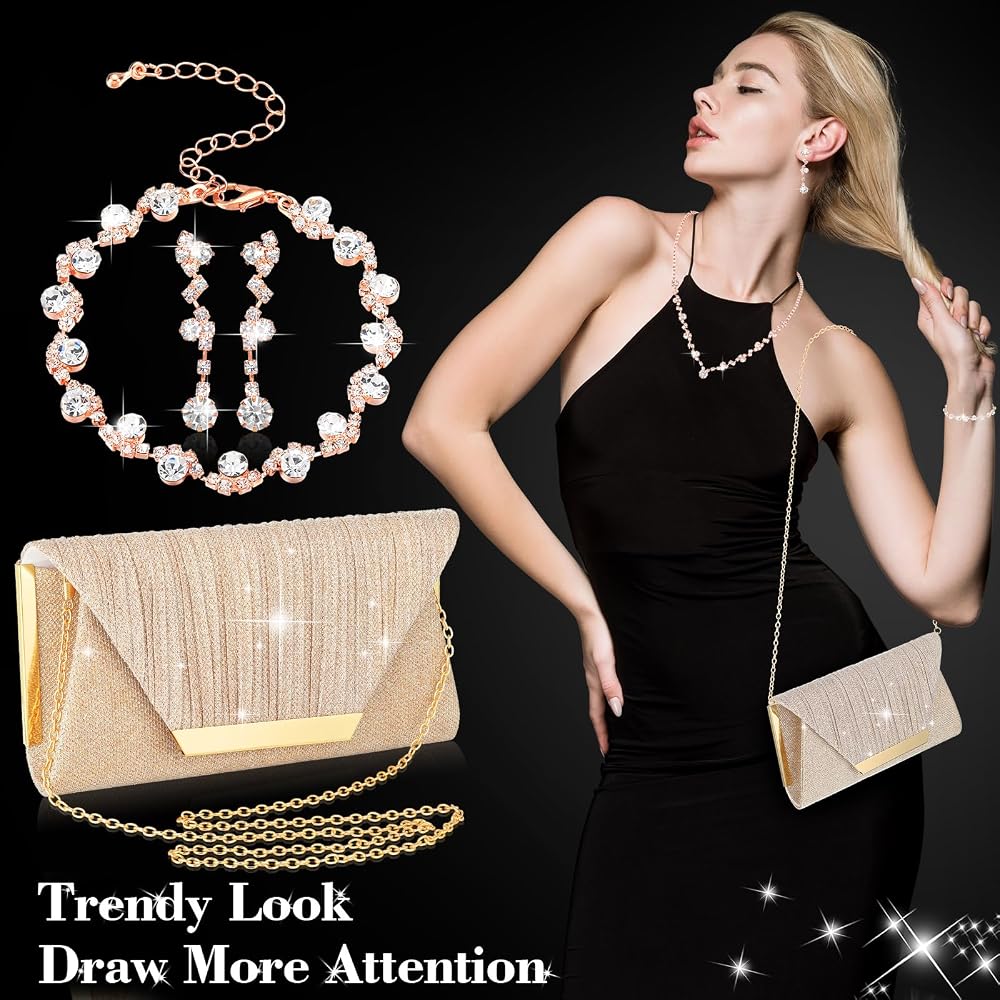 Amazon.com: BBTO 4 Pcs Bling Clutch Purse Rhinestone Jewelry  display picture 2