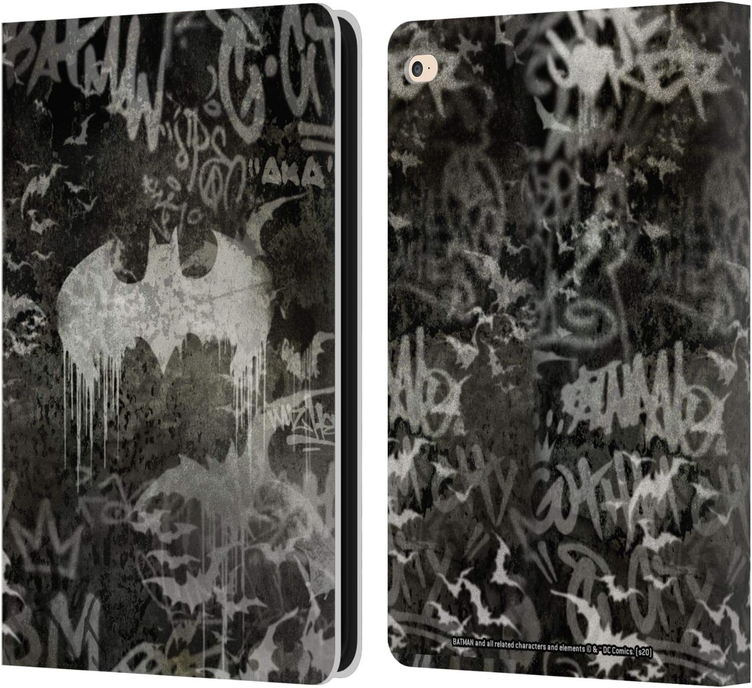 Head Case Designs Officially Licensed Batman DC Comics Graffiti Logo Vintage Fashion Leather Wallet Case Compatible with Apple iPad Air 2 (2014)