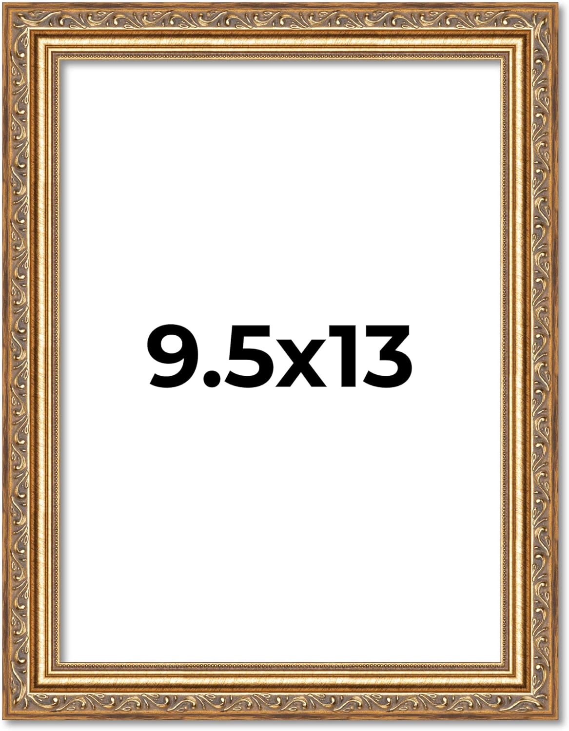9.5x13 Antique Gold Picture Frame - Traditional Wood Photo Frame Complete with UV Acrylic, Foam Board Backing & Hanging Hardware