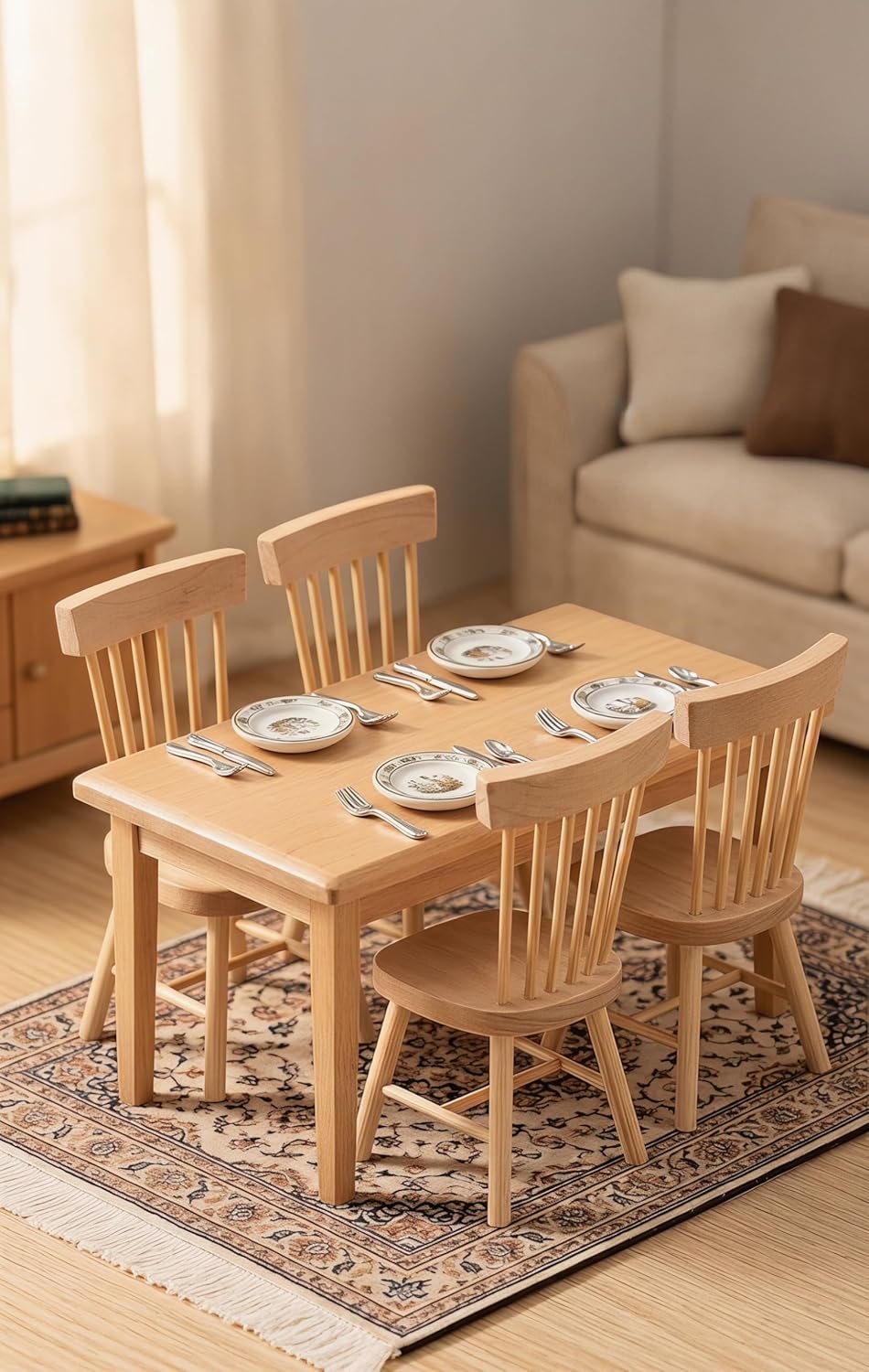 TOYANDONA 6pcs Dollhouse Chairs 1/12 Scale - Mini Doll House Dining Chairs Miniature Wooden Dollhouse Furniture 1/12 Scale for Doll House Accessories