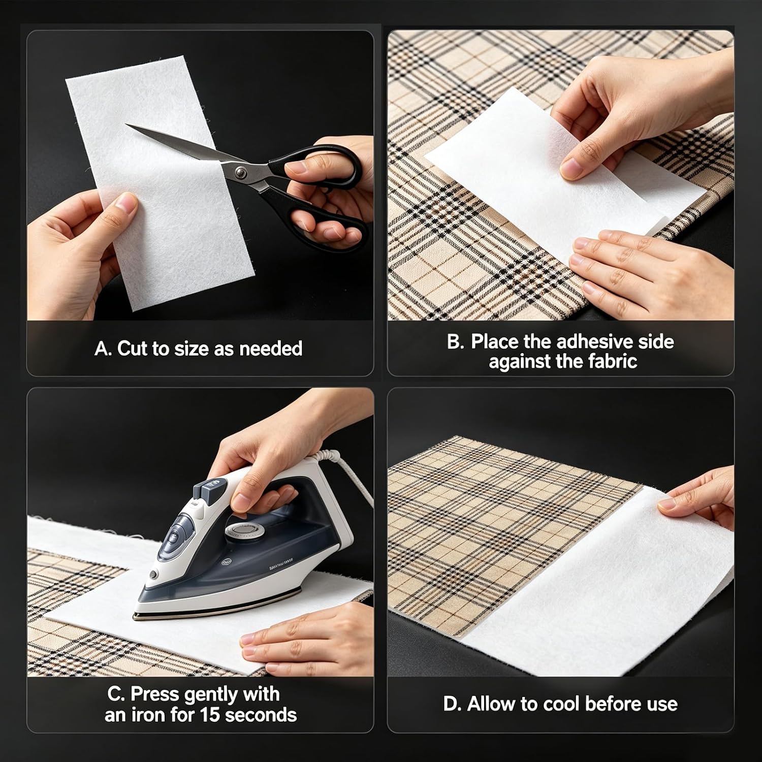 HARSKIYER Heavy Weight Fusible Interfacing for Sewing, 11.8" x 10 Yards Iron-On Non-Woven Interfacing Fabric for Sewing, White Single-Sided Fabric for Shirt Collar Cuffs DIY Crafts