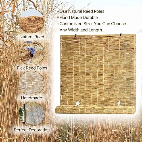 Miniatura 4 de Persianas opacas inalámbricas enrollables, de bambú para patio, persianas de bambú para ventanas, pantalla de privacidad, persianas de porche