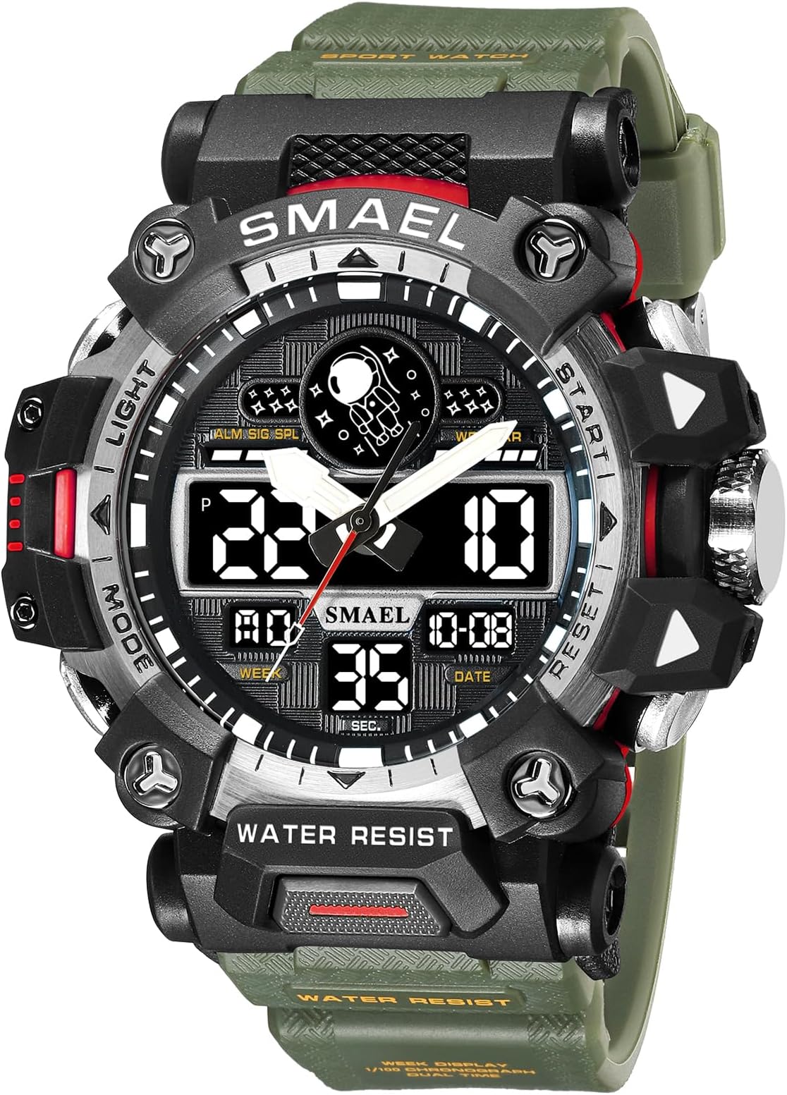 AIMESMen's Watches Sports Outdoor Waterproof Military Watch for Men Large Dual Time Zone Date Multi Function Casual Work Wristwatch Tactics LED Alarm Stopwatch