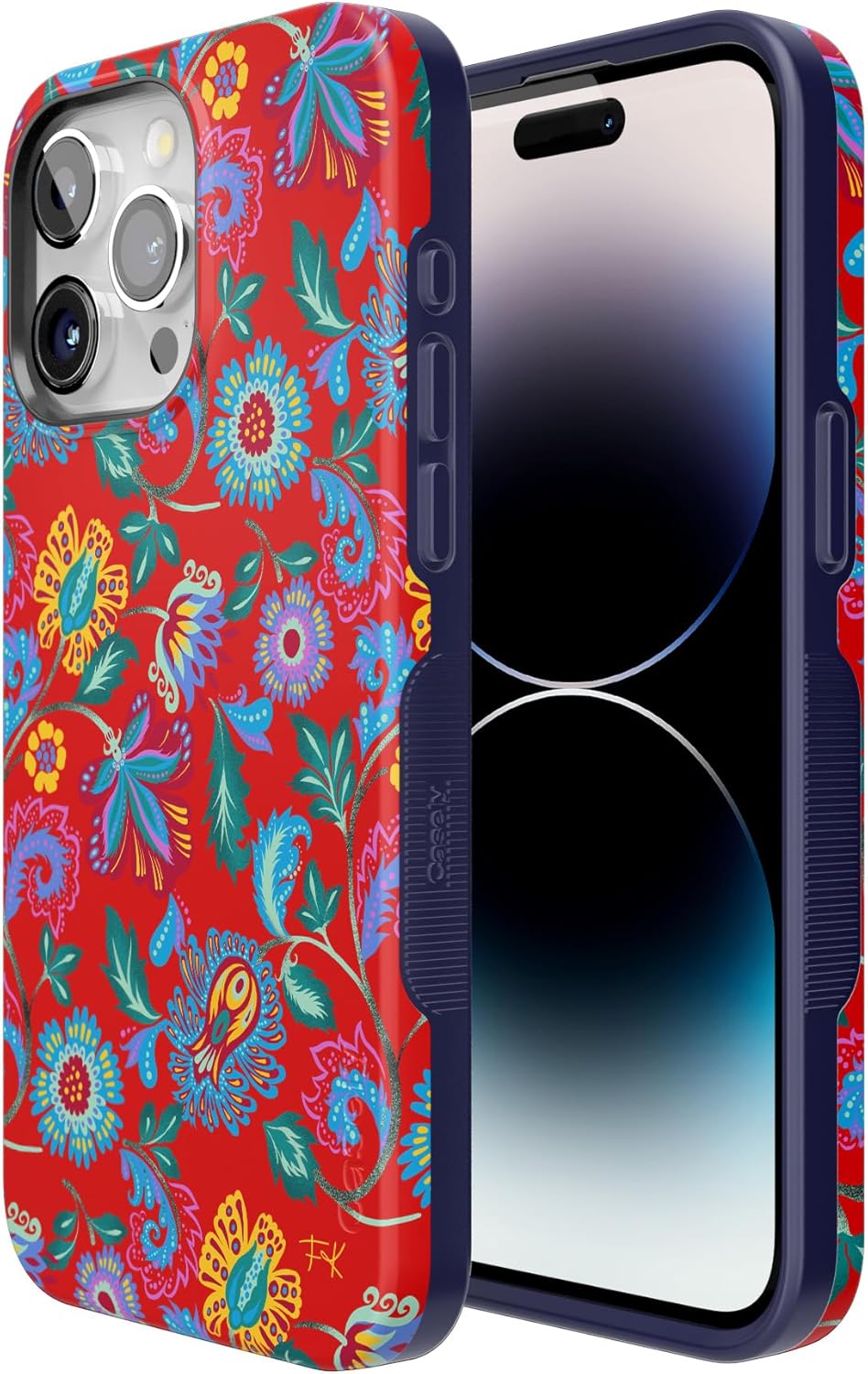 Casely iPhone 15 Pro Case | Painted Flowers | Frida Kahlo Floral | Bold Protective Design | Compatible with MagSafe