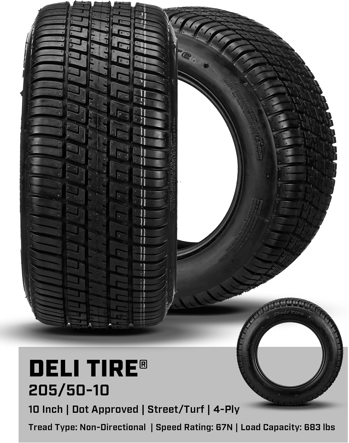 RM Cart 10" Warlock Gray/Machined Wheels on 205/50-10 Deli Tires (Set of 4)