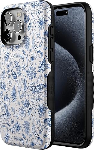 Vista 500 de Casely Funda para iPhone 15 Pro Max Jardín Secreto Flores mixtas Funda atrevida Compatible con MagSafe y botón de acción Secret Garden