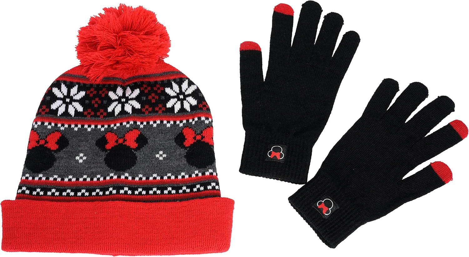 Disney Adult Knit Beanie Hat and Texting Glove Set Mickey Minnie Skellington image 5