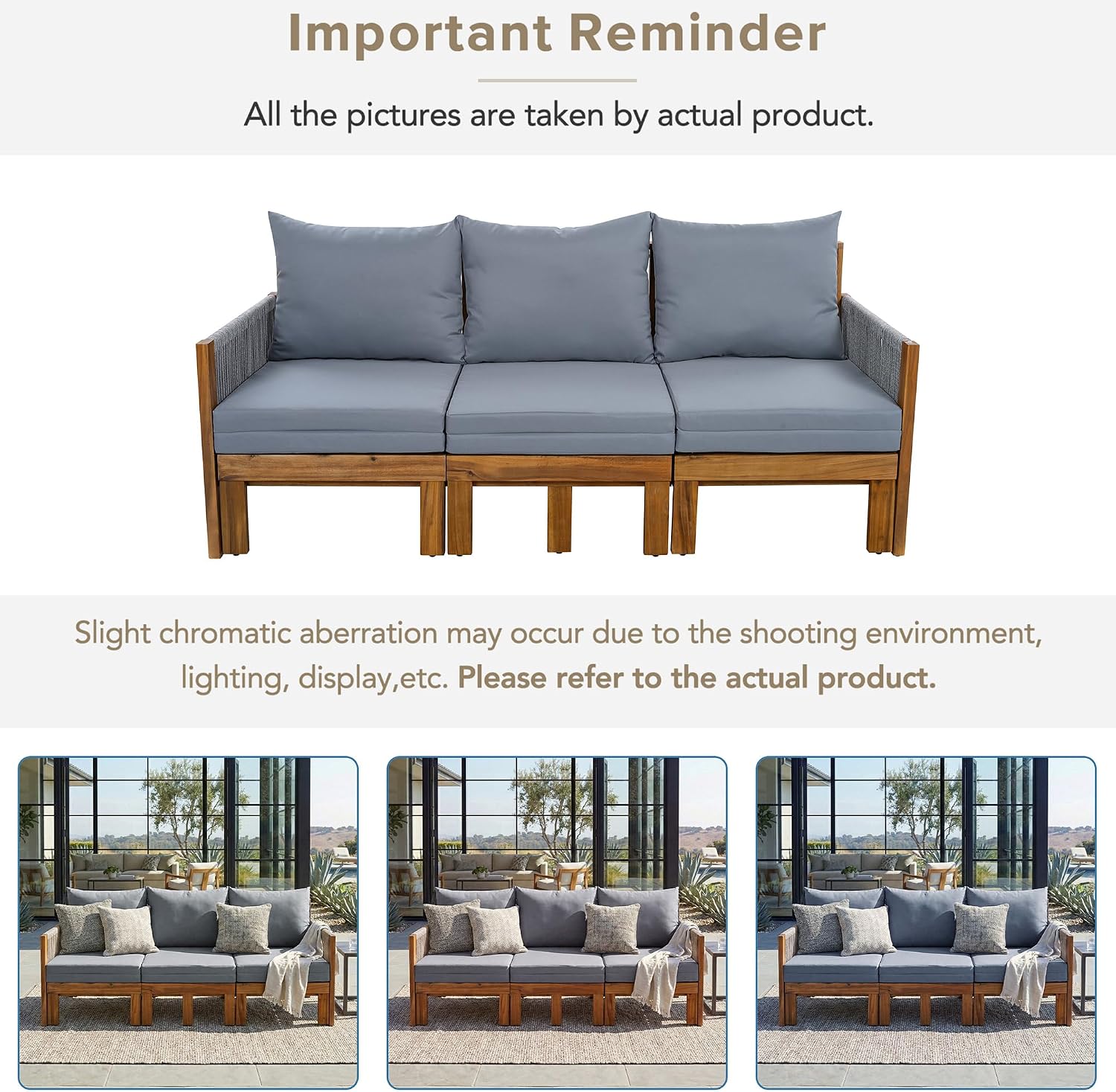 P PURLOVE Outdoor Daybed 3 Seat Patio Sleeper Sofa Outdoor Couch for Patio, Backyard and Pool (Grey)