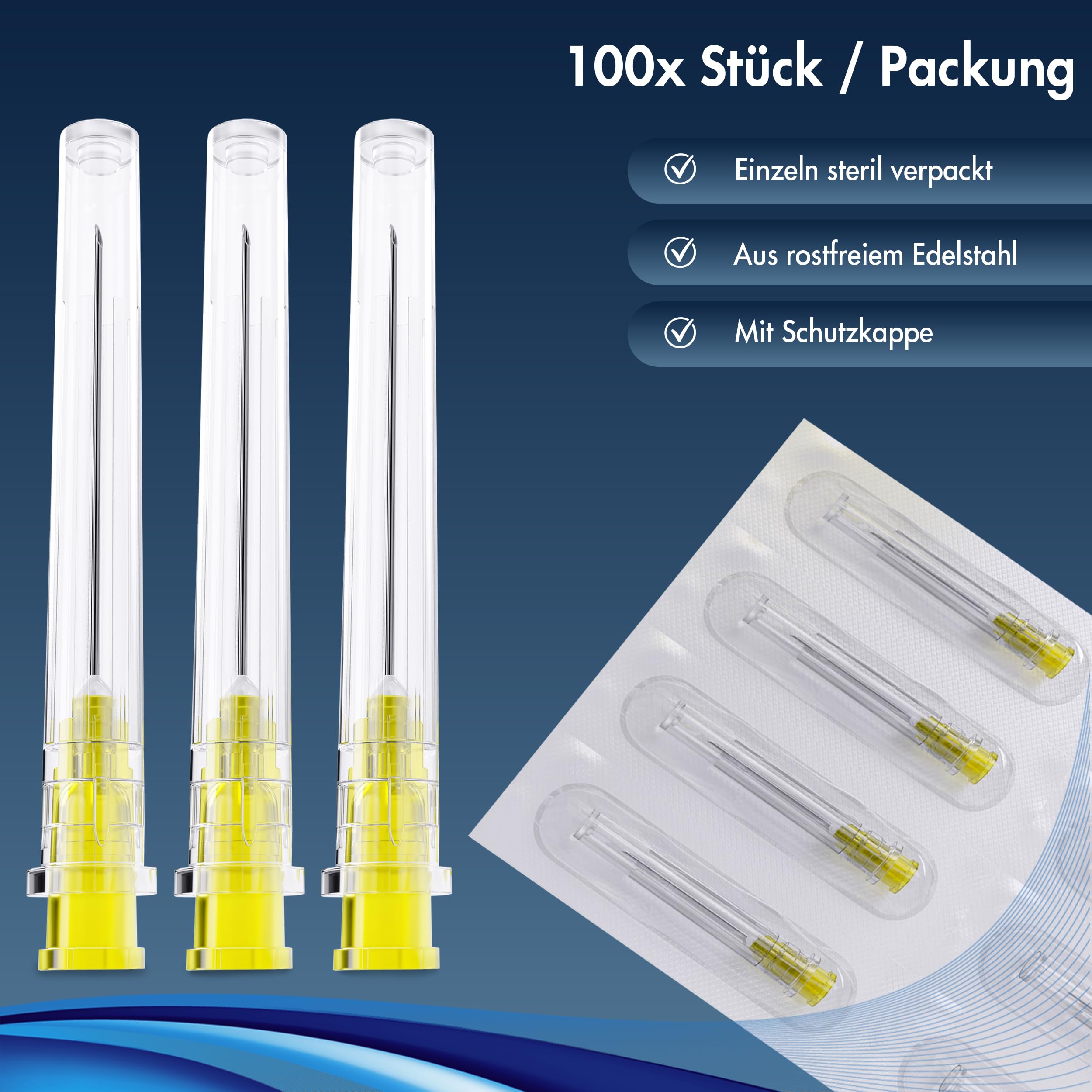 100 Stück 24G 0,55 x 25mm einzeln verpackt Tube für Nachfüllflüssigkeiten aus rostfreiem Edelstahl Tube für Haushalt, Wissenschaftslabor, Industrie (20G 0,9 x 38mm)