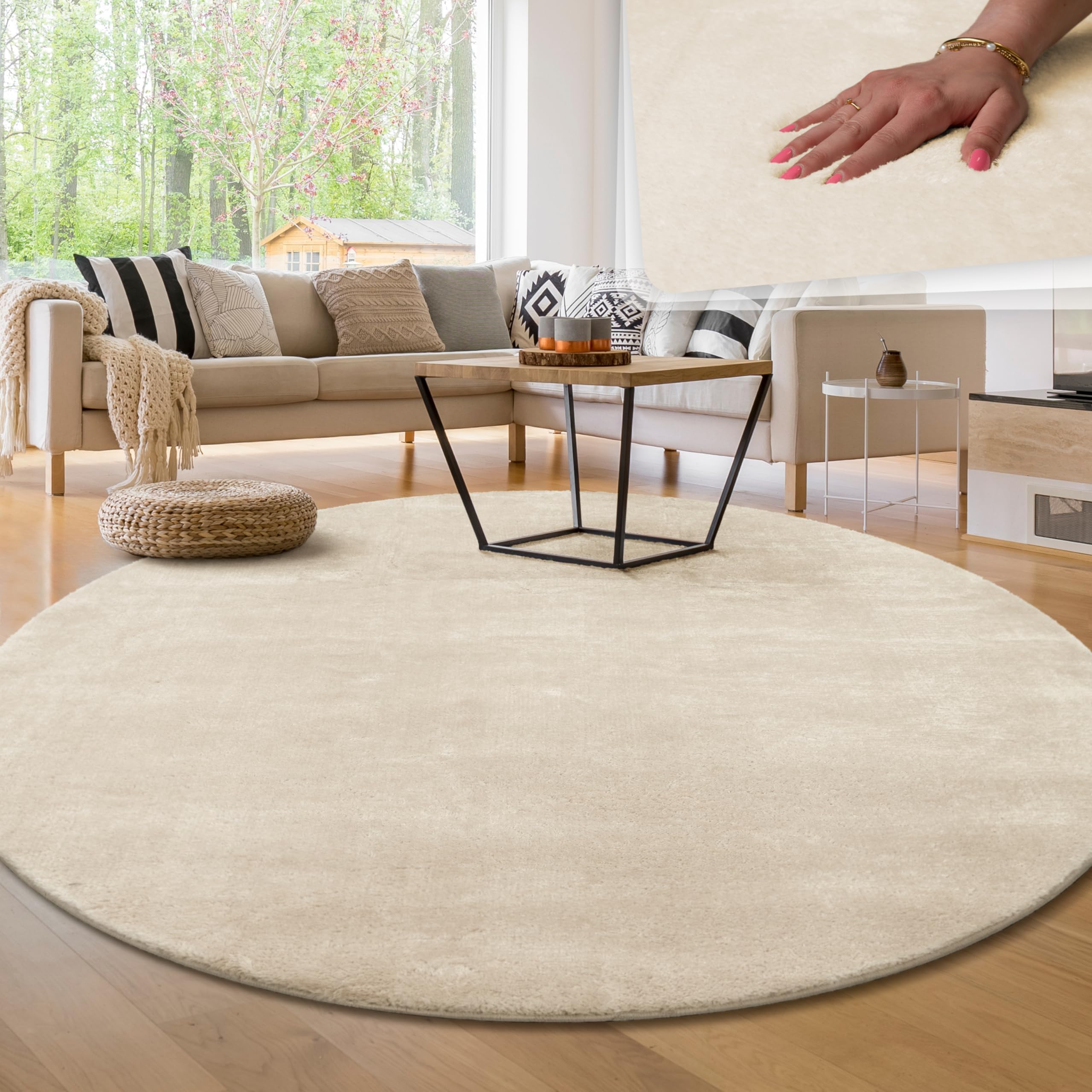 Freyamy Tapis rond grand pour le salon, design moderne, pour l ...