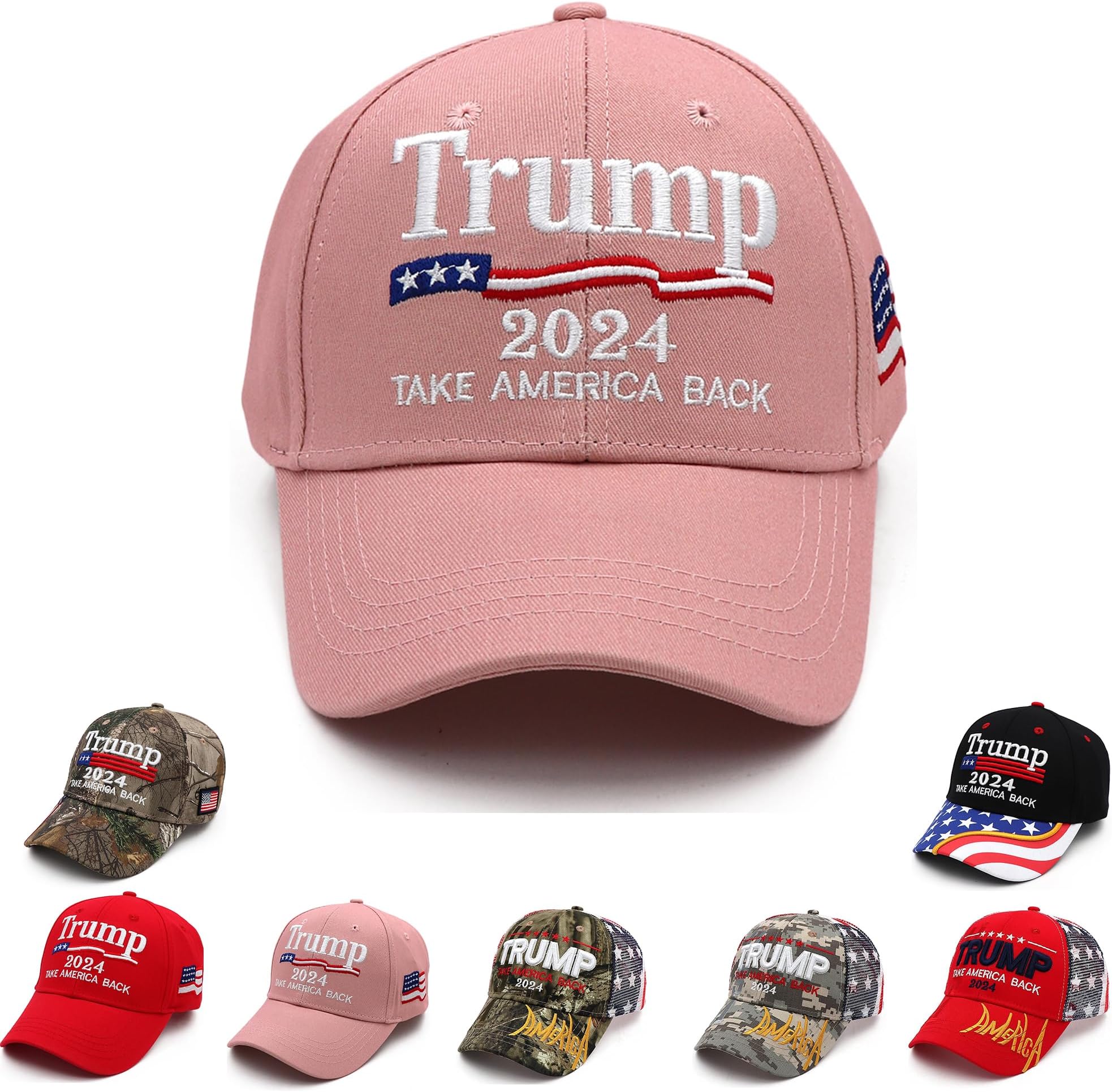 homeSlikTrump 2024 Hat MAGA Hat Embroidered Take America Back Donald Trump Slogan USA Adjustable Baseball Cap for Woman Men