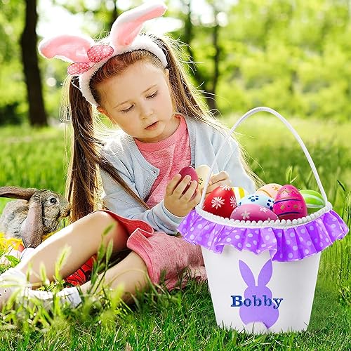 Miniatura 78 de Cestas de Pascua personalizadas para niños, cesta de Pascua, regalos de Pascua, cesta de conejo de Pascua, cesta de caza de huevos de Pascua, cesta