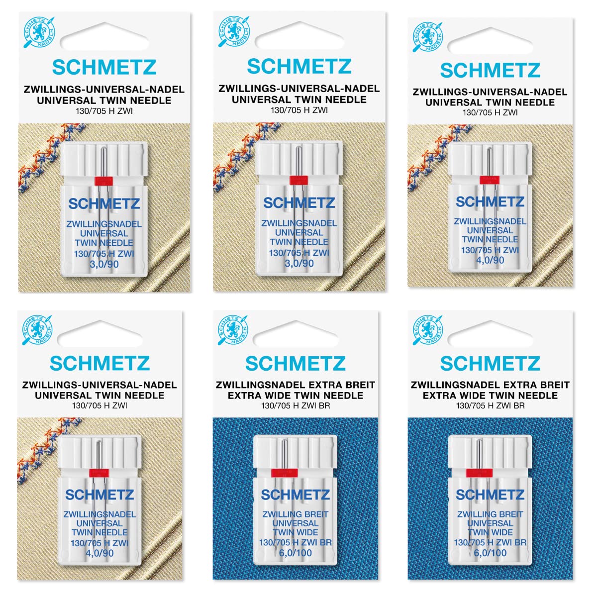 Aiguille Double Universelle SCHMETZ 6.0/100 - Pour Machines à Coudre Familiales - Point Double Élastique