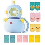 JunNeng Toddler Baby Head Protector Backpack for Toddler Walker with Knee Pads&Anti-Slip Socks, Robot Blue