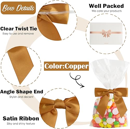 Vista 200 de AIMUDI Lazos giratorios para bolsas de golosinas de 3.5 pulgadas, lazos de satén azul turquesa para manualidades, lazos prefabricados con lazos Azul