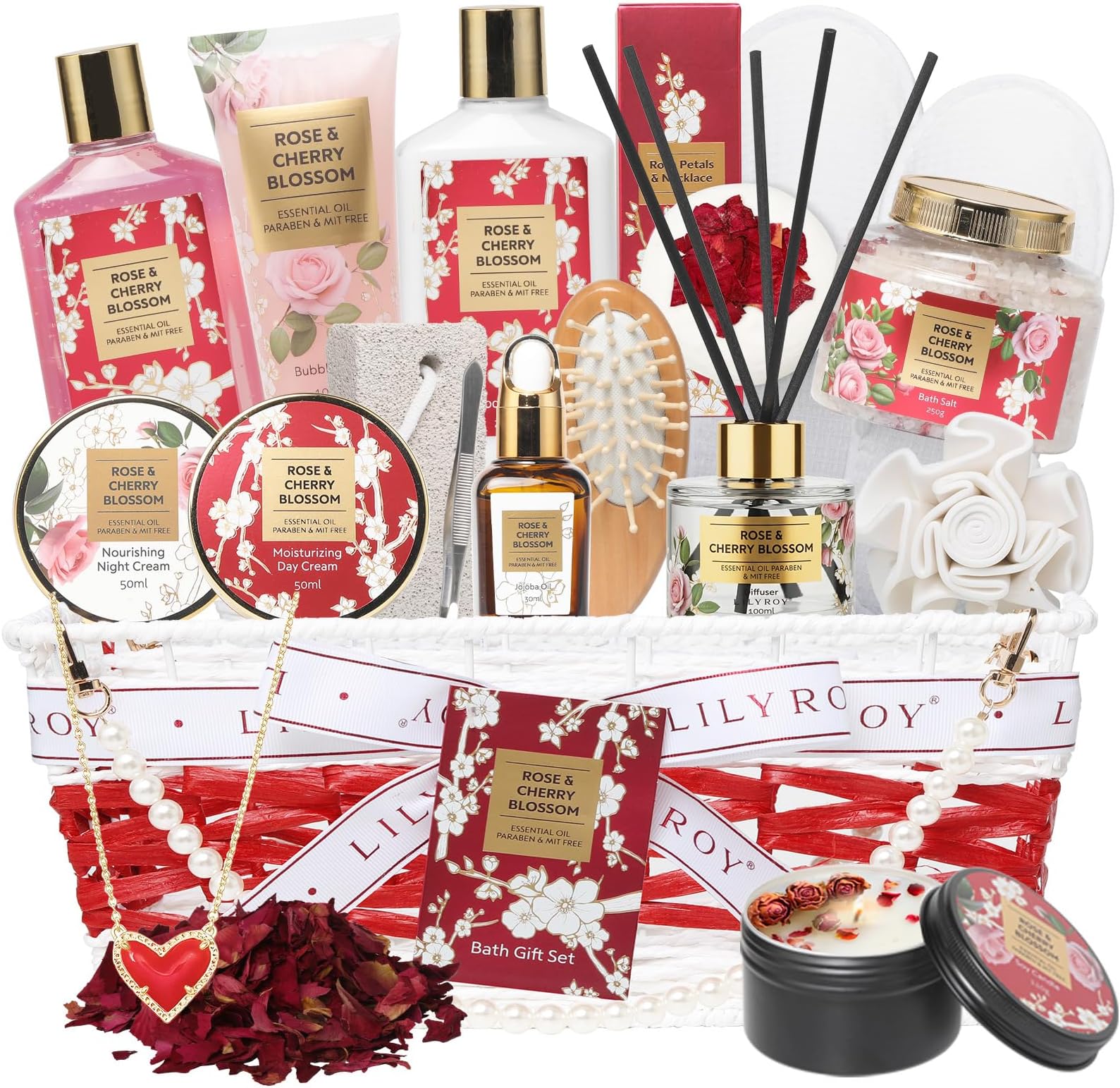 Mother‘s Day Gift Basket for Women - Luxurious Rose Spa Gift Basket for Women, Bath and Body Gift Sets for Mom | Gifts for Women, Christmas Gifts, Valentines Day, Gift Baskets for Mom, Wife