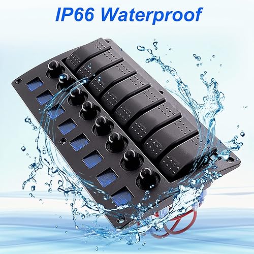 Miniatura 4 de Panel de interruptor basculante de barco de 8 cuadras, panel de interruptores marinos, impermeables, interruptores de palanca marinos de